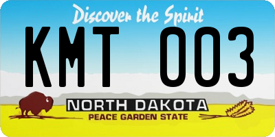 ND license plate KMT003