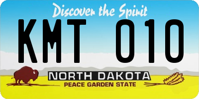 ND license plate KMT010