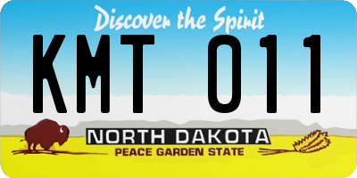 ND license plate KMT011