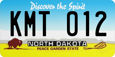ND license plate KMT012