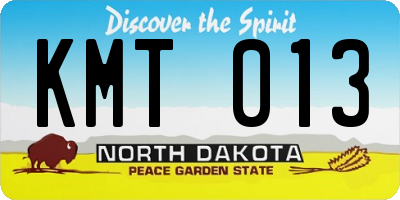 ND license plate KMT013