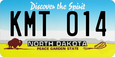 ND license plate KMT014