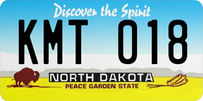 ND license plate KMT018