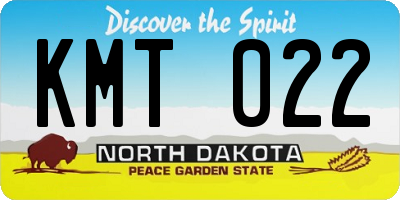 ND license plate KMT022