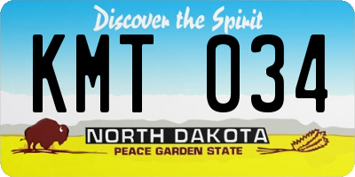 ND license plate KMT034