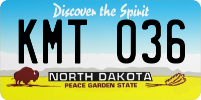 ND license plate KMT036