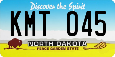ND license plate KMT045