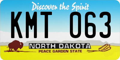 ND license plate KMT063