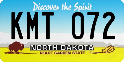 ND license plate KMT072