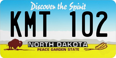ND license plate KMT102