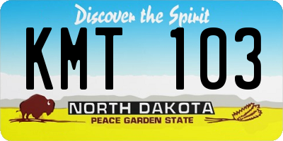 ND license plate KMT103