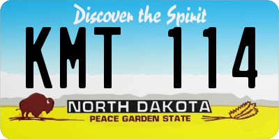 ND license plate KMT114