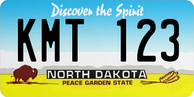 ND license plate KMT123