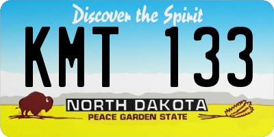 ND license plate KMT133