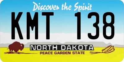 ND license plate KMT138
