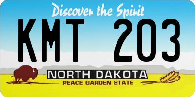 ND license plate KMT203