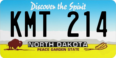ND license plate KMT214