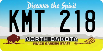 ND license plate KMT218