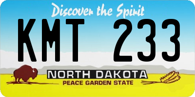 ND license plate KMT233