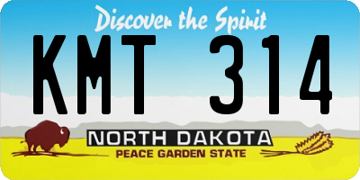 ND license plate KMT314