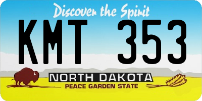 ND license plate KMT353