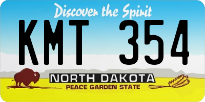 ND license plate KMT354