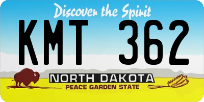 ND license plate KMT362