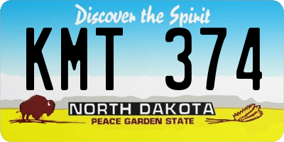 ND license plate KMT374