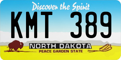 ND license plate KMT389