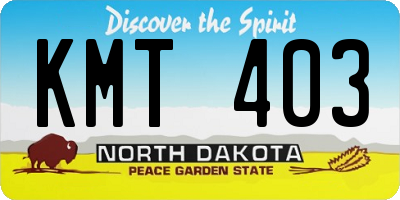 ND license plate KMT403