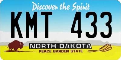 ND license plate KMT433