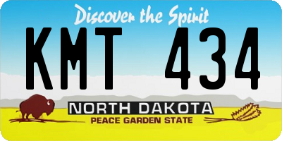 ND license plate KMT434