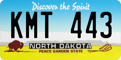 ND license plate KMT443