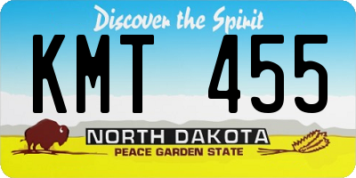 ND license plate KMT455