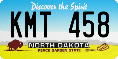 ND license plate KMT458