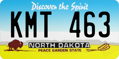 ND license plate KMT463