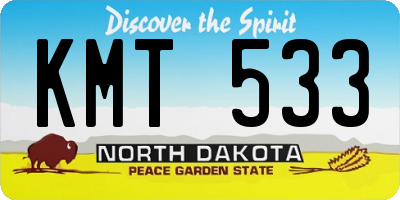 ND license plate KMT533