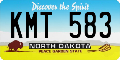 ND license plate KMT583