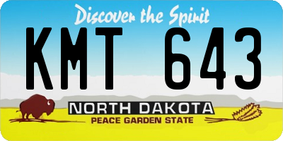 ND license plate KMT643