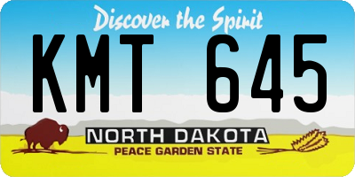 ND license plate KMT645