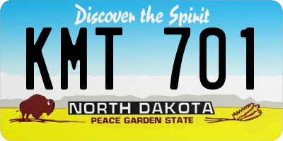 ND license plate KMT701