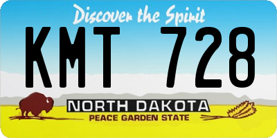 ND license plate KMT728