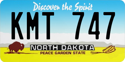ND license plate KMT747