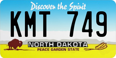 ND license plate KMT749
