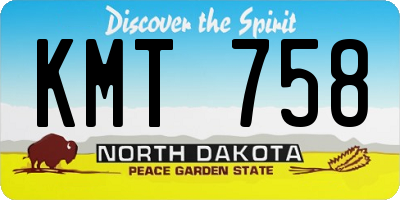 ND license plate KMT758