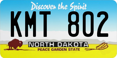 ND license plate KMT802