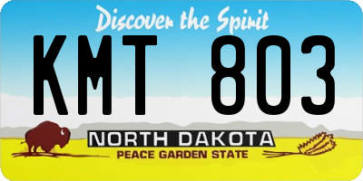 ND license plate KMT803
