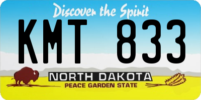 ND license plate KMT833