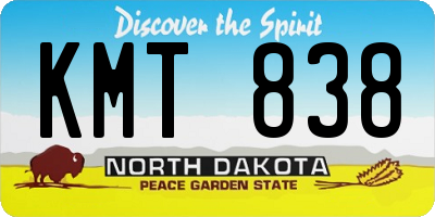 ND license plate KMT838