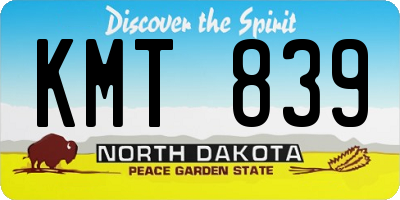 ND license plate KMT839